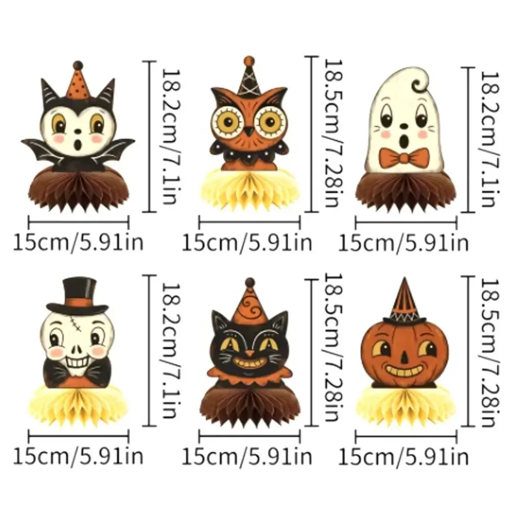 Vintage Style Halloween Honeycomb Ornaments, Home/Party Decorations, Set of 6